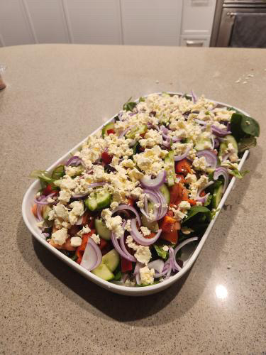 Fresh garden salad with feta