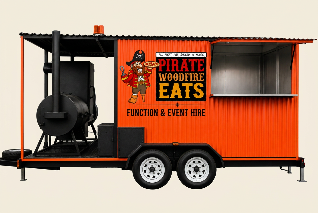 Pirate Woodfire Eats smoker trailer
